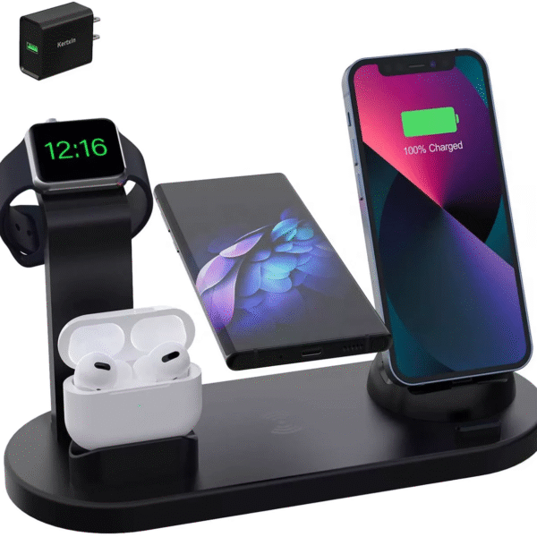 Multi- Function Charging Station - 6 in 1 Rotatable Charger Dock for iPhone/Micro USB Phone/Type -C Phone