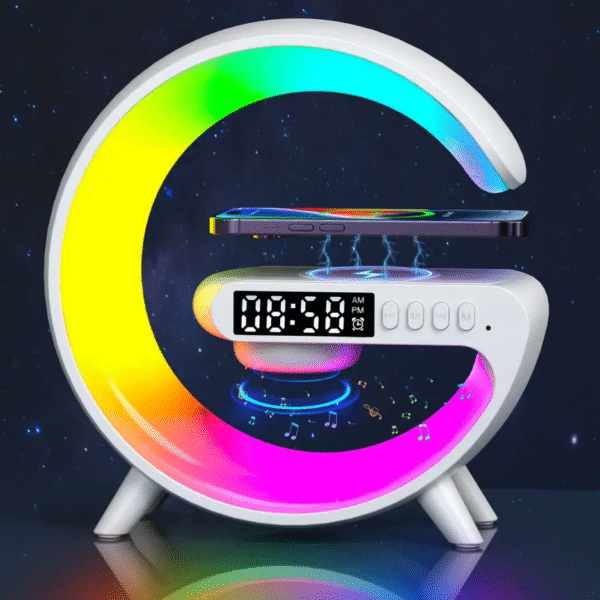Smart G Lamp Night Light Bluetooth Speaker Wireless Charger LED RGB Alarm Clock